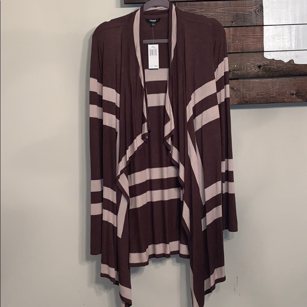 Brown and tan asymmetric cardigan